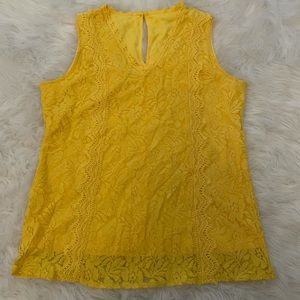 Yellow floral lace top